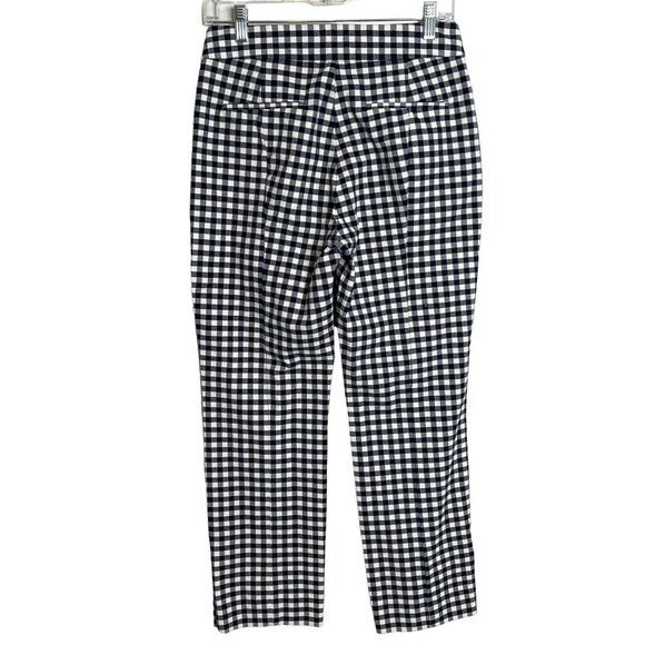 J Crew Women’s High Rise Straight Pants Size 4 Navy Blue White Plaid Gingham - Picture 7 of 12